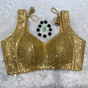 Designer Sleeveless Sequence Golden Blouse